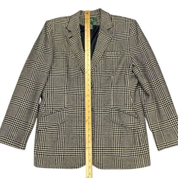 Lauren Ralph Lauren Blazer Size 12 Houndstooth Wool Silk Cashmere Classic Jacket - Picture 11 of 16